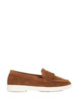 Dune London Suede Slip On Flat Loafers Blush