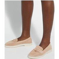 Dune London Suede Slip On Flat Loafers Blush