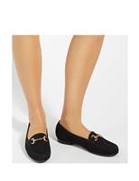 Leather Slip On Block Heel Loafers