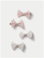 Christmas Cream & Pink Tulle 4 Pack Bows
