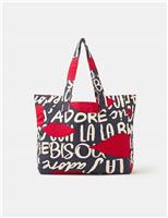 Pure Cotton Canvas Lips Shopper Bag