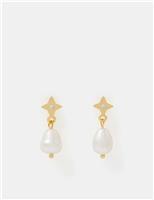14ct Gold Plated Pearl Drop Earrings