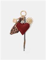 Leopard Print Scarf & Suede Heart Bag Charm