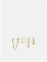 5 Pack 14ct Gold Plated Mixed Earrings Set