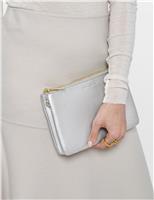 Faux Leather Metallic Duo Pouch Purse