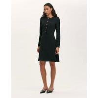 Finery London Crepe Knee Length Skater Dress Black