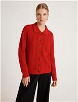 Pure Cotton Textured Collared Cardigan