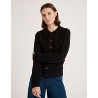 Finery London Pure Cotton Textured Collared Cardigan Black