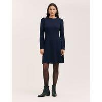 Finery London Ponte Jersey Knee Length Skater Dress Navy