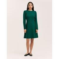 Finery London Ponte Jersey Knee Length Skater Dress Green