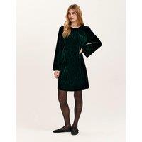 Finery London Velvet Animal Print Knee Length Shift Dress Green Mix