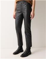 Leather Straight Leg Ankle Grazer Jeans