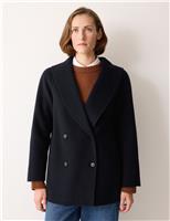Double Faced Wool Rich Shawl Collar Peacoat