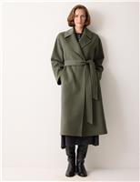 Double Faced Wool Rich Belted Wrap Coat