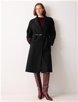 Wool Rich Twill Belted Wrap Coat
