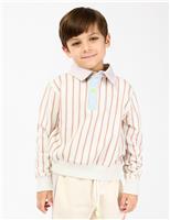 Pure Cotton Striped Rugby Polo Top (2-8 Yrs)