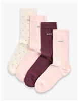 4pk Cotton Rich Logo Ankle High Socks
