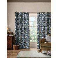 William Morris At Home Lodden Pure Cotton Eyelet Curtains Blue Mix