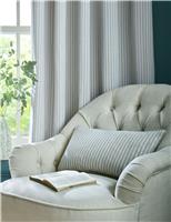Laura Ashley Cornish Chenille Striped Eyelet Curtains Light Blue Mix