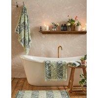 William Morris At Home Pure Cotton Striped Floral Bath Mat Green Mix