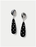 Flocked Embellished Drop Earrings