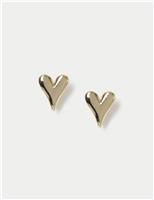 14ct Gold Plated Heart Stud Earrings