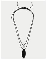 Glass Multi Row Cord Pendant Necklace