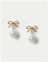 14ct Gold Plated Pearl and Bow Earrings