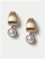 Brushed Pearl Drop Earrings