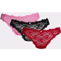 Boux Avenue 3pk Brooke All Over Lace High Leg Thongs Multi