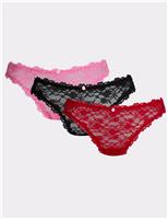 Boux Avenue 3pk Brooke All Over Lace High Leg Thongs Multi