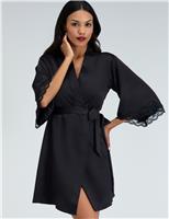 Amelia Satin Lace Trim Robe