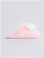 Faux Fur Heart Mule Slippers