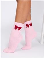 2pk Bow Fluffy Socks