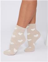 2pk Heart Fluffy Socks