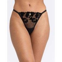 Boux Avenue Rosetta Mesh Velvet Floral Embroidered Thong Black