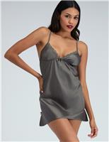 Kaya Satin Strappy Lace Trim Chemise