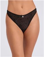 5pk Elsa Flocked Heart Mesh High Leg Thongs