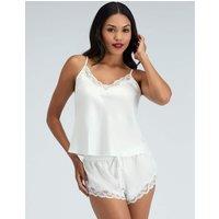 Boux Avenue Amelia Satin Lace Trim Cami Shortie Set Ivory