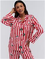 Boux Avenue Fleece Striped Family Christmas Pyjamas in a Bag Red Mix