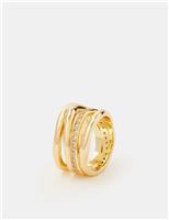 ACCESSORIZE 14ct Gold Plated Stacked Ring Gold
