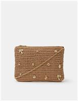 Raffia Charm Clutch Bag