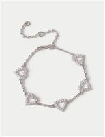 Platinum Cubic Zirconia Heart Wristwear