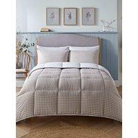 Night Lark Gingham 4.5 Tog Coverless Duvet Set Taupe