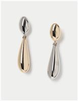 Mixed Metal Tear Drop Earrings