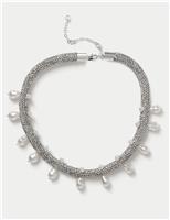 Pearl Embellished Tube Necklace