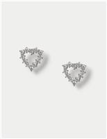 Cubic Zirconia Heart Stud Earrings