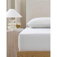 MM Linen Pure Linen Laundered Fitted Sheet & Pillowcase Set White