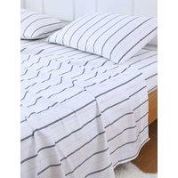 MM Linen Pure Cotton Cape Bluestone Sheet Set White Mix