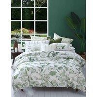 MM Linen Pure Cotton Botanical Leaf Bedding Set White Mix